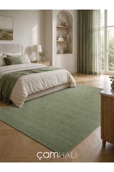 Eko Halı ZEN 01 GREEN Hav Toz Vermez Yumuşak Dokulu Salon Halısı Oturma Odası...
