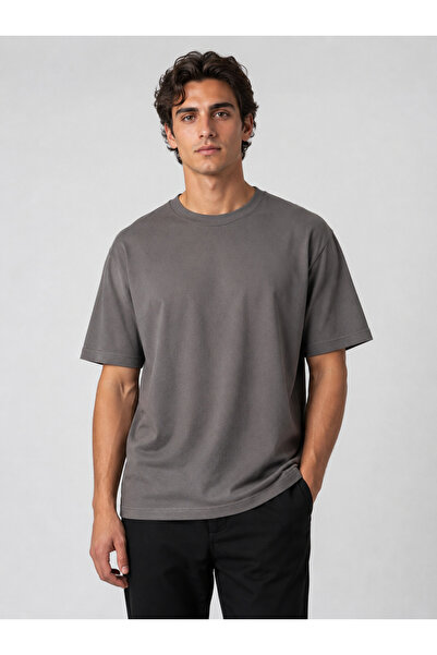 MARKATEM FEELING Ανδρικό T-Shirt Premium Basic σε Γκρι Ανθρακί με Μαλακή Υφή ...