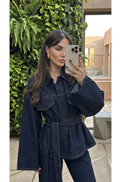 My Blog Navy Blue Snap Button Tie-Dye Denim Jacket - 274