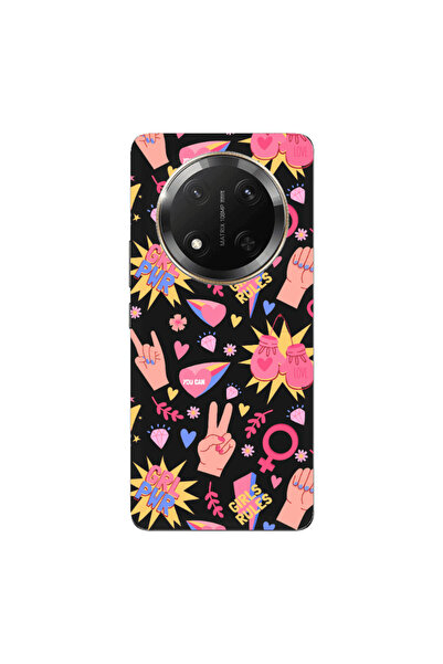 Other Honor Magic 7 Lite Grl Pwr 2 Black Colored Silicone TPU Θήκη