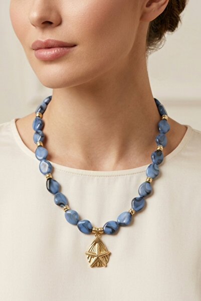 PETEK AKSESUAR Acrylic Gravel Stone Bead Necklace