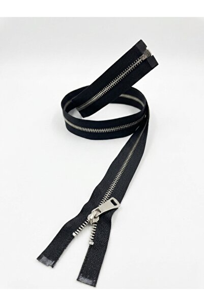 YFS Fermuar T5 Metal Separe Silver Threaded Black Strip 30 cm Coat Zipper 1 Piece