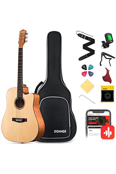 Donner DAD-140C Dreadnought Akustik Gitar Paketi (Natural)