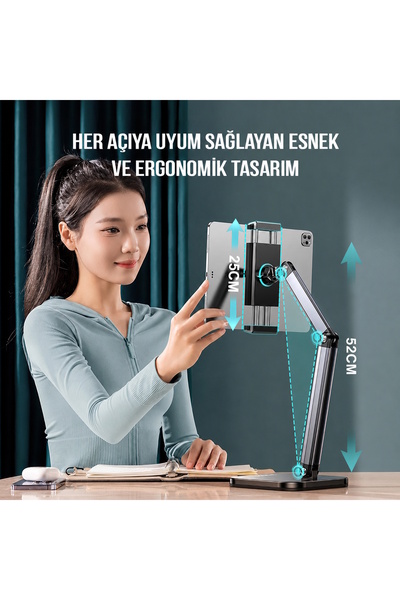 GÖLGE STOR iPad Compatible Tablet and Phone Holder Metal Desk Clamp 360 °   Stand