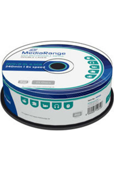 MediaRange Εγγράψιμο DVD+R 8x Διπλής Στρώσης 8.5GB Κουτί  "Cake " 25 τεμαχίων...