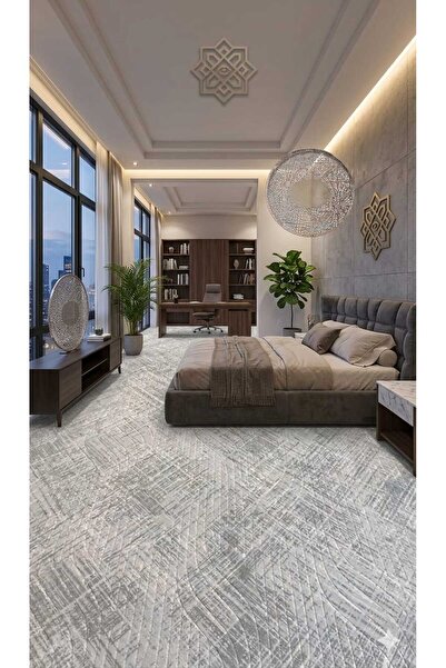 Nesrin HALI YOLLUK KAYMAZ TABAN JEL TABAN GRİ BEYAZ ŞIK KENDİNDEN DESENLİ