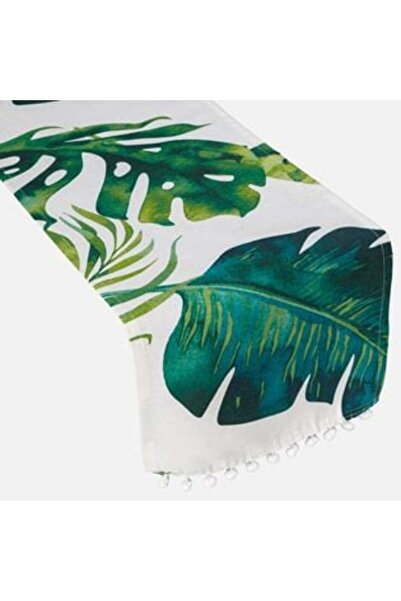 SHOPIENS Traversă de masă cu model de frunze tropicale 160 x 31 cm