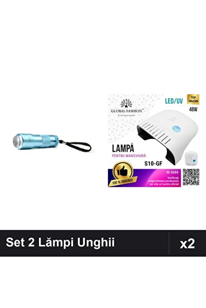 NAİLS Set 2 Lămpi UV/LED: Lanternă 12W și Profesională Global Fashion 48W Timer