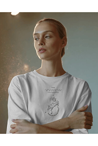 buzagi tasarım ürünleri The Vvitch Unisex White Oversize T-Shirt