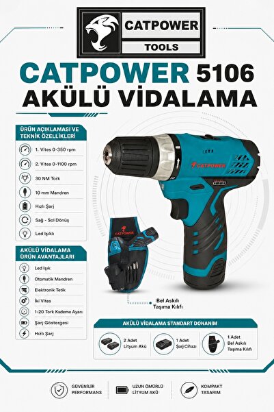 Cat Power Catpower 5106 12V-1.5Ah Akülü Vidalama