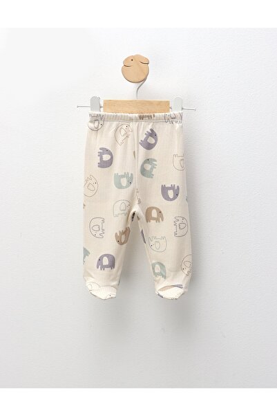 MiniKids Pantaloni cu botosei Ace Trase, Elefantel, crem
