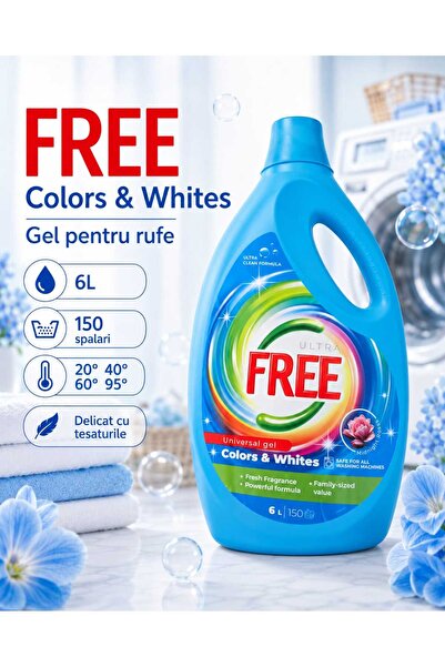 FREE Detergent lichid pentru rufe Ultra Colors & Whites, parfum Trandafiri de...