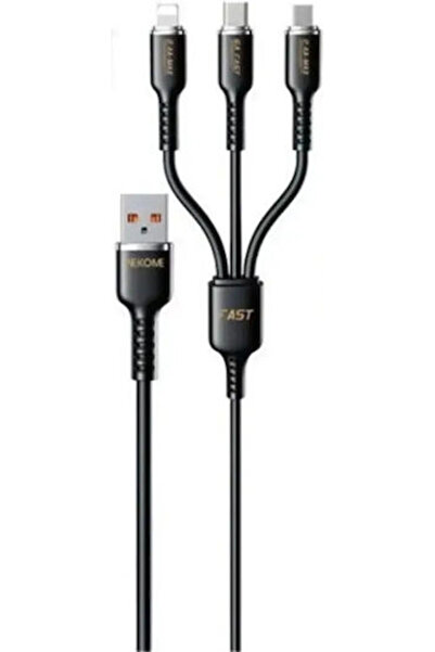 WK WDC-07TH Κανονικό Καλώδιο USB σε Lightning / Type-C / micro USB 1μ