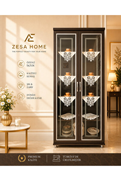 ZESA HOME 6 Piece Gardenia French Guipure Detailed Living Room Display Cabine...