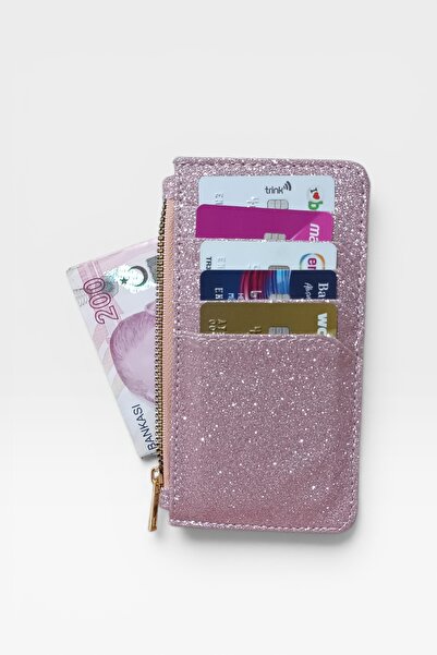 EG BAGS Luméa Pembe Simli Kadın Kartlık