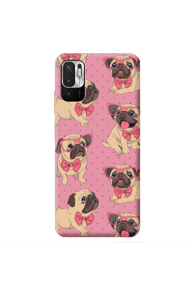 Other Xiaomi Redmi Note 10 Pro 5G Dog Spectacled Pink Colored Silicone TPU Θήκη