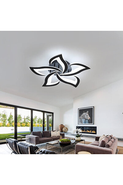 LEDIGANT Lustră LED modernă cu design floral, 50W, 65 cm, lumină caldă/neutră/rece, neagră
