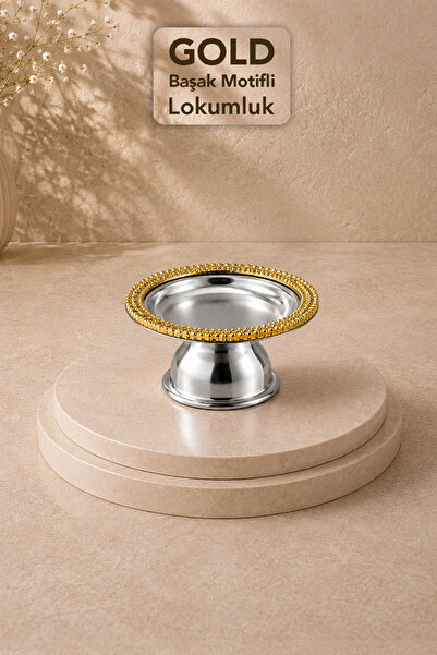 Meleni Home Başak Patterned Gold Serving Bowl - Chocolate Delight Bowl for Co...