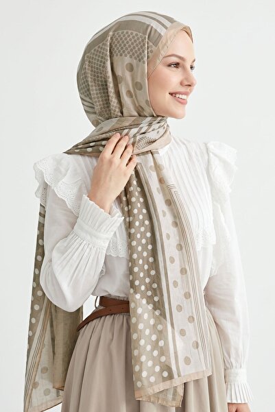 InStyle Puantiye Desen Dijital Bambu Şal - Vizon