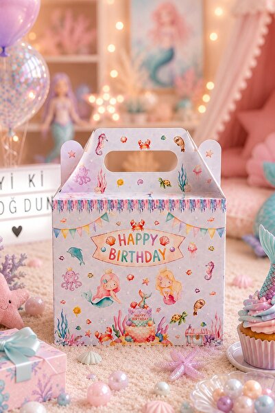 MSticker 5'li Doğum Günü Hediye Kutusu Seti Deniz Kızı Temalı 10x13 cm | Çocu...