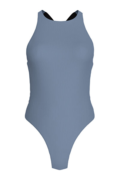 Calvin Klein Women's Deep Backless Blue One-Piece Swimsuit