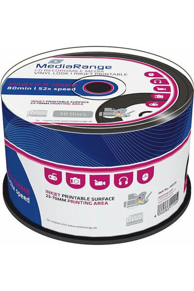 MediaRange Εγγράψιμο CD-R 52x 700MB Κουτί 50 τεμαχίων 50 τεμάχια Κωδικός: MR226