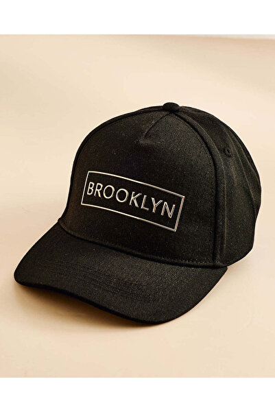 REDTAG Boys Black Brooklyn Embroidery Cap