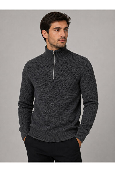 Jack & Jones Pulover Premium Tricotat pentru Bărbați cu Fermoar Half Zip și G...