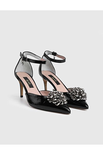 İLVİ Olyra Genuine Ruagn Leather Women's Black Heeled Shoes