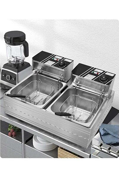 ET-LIFE Deep Fryer 12L Temperature Control 1600W Large Capacity JCK12L Silver