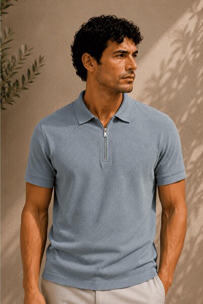 ALEXANDERGARDI Kısa Kollu Fermuarlı Polo Yaka T-shirt