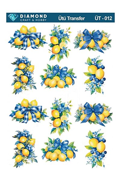Buhobi ÜT012 Limon Çiçekleri Diamond Craft Ütü Transfer Kağıdı 25x35cm