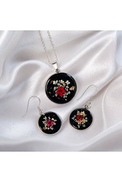 Nometti Set bijuterie handmade din rășină și flori naturale – accesorii din o...