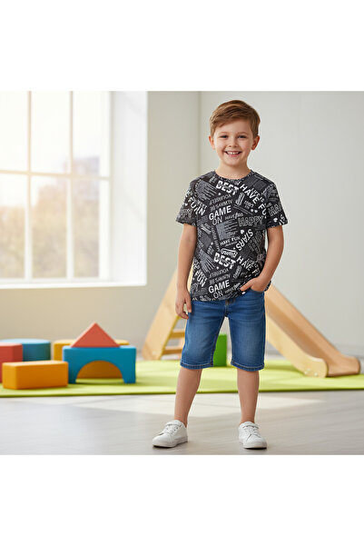 BONBON Children's Printed Black Color Tshirt Cb1027