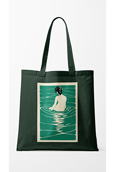 INKD Artistic Gabardine Cloth Bag – Women's Design by the Lake - 35X40