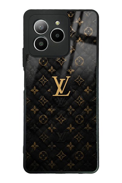 Spoyi حافظة هاتف أوميكس X7 باللون الأسود والذهبي بتصميم LV لامع