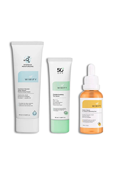 WIWIFY Aydınlatıcı & Işıltı Veren Bakım Seti, Nemlendirici + C Vitamin + Güne...
