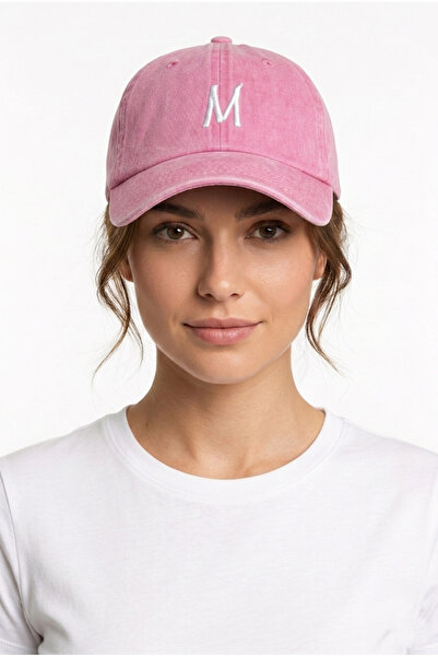 ŞapkaMania Letter m Powder Embroidered Washable Vintage Unisex Hat