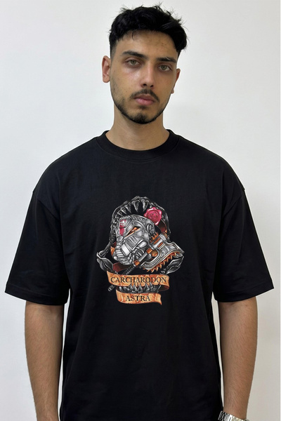 Anetos Carcharodon Astra Design T-shirt sa štampanjem, oversize, crna