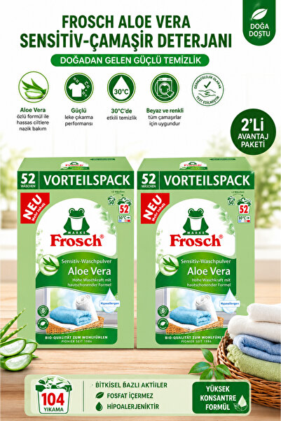 Frosch Aloe Vera Hassas Ciltler İçin Toz Çamaşır Deterjanı 3,432 Kg 52 Yıkama...