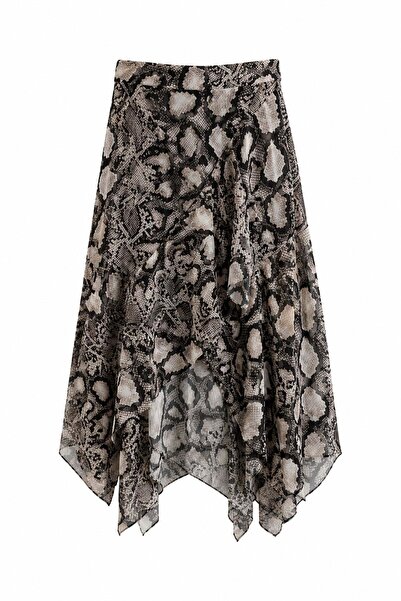 elif teke Yulanis Patterned Ruffle Skirt Brown