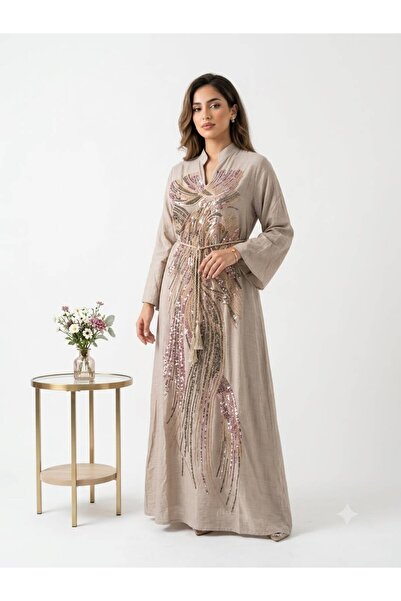 DAY BY DAY Embroidered Linen Jalabiya Designed for the Summer Season