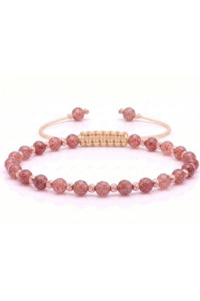 MANAVA Bratara cu bile de Aur 14k si Cuart cherry
