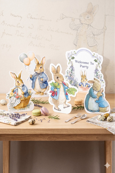 Markasız ucuz Peter Rabbit Tavşan Temalı Ayaklı Pano Set (Masa Üstü) *Kalın K...