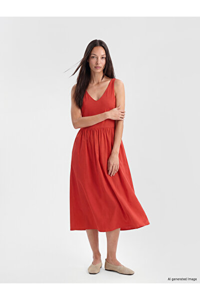 LC Waikiki Özmarka New Season V-Neck Waist-Fitted Dress