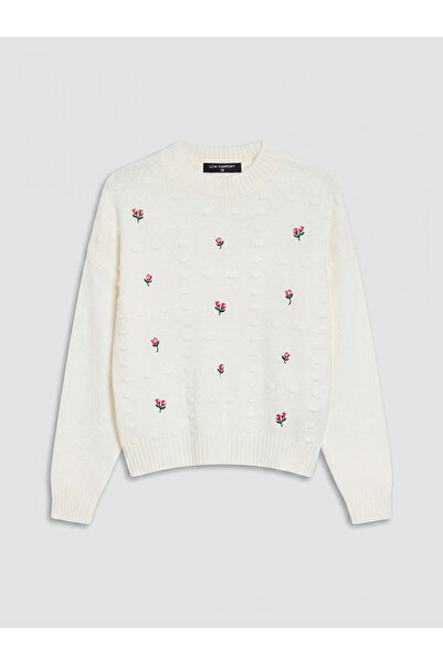 LC Waikiki Vizyon New Season Crew Neck Embroidered Women's Knitwear Sweater