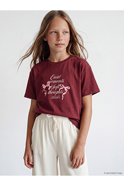 LC Waikiki Vizyon New Season Crew Neck Printed Girls' T-Shirt