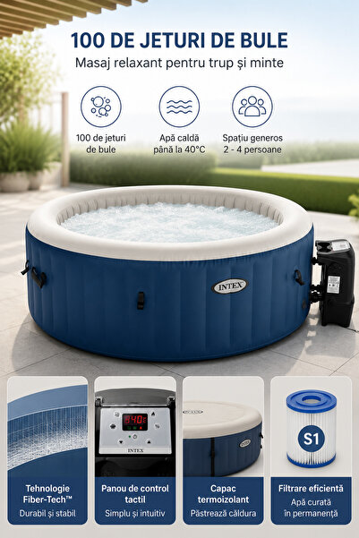 Intex Надуваемо спа PureSpa Bubble Massage 28486, 180x66 см, за 2-4 души, 100...