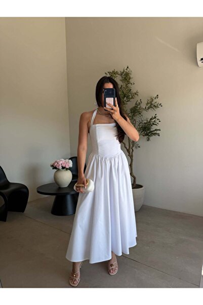 Bade Butik White back detailed halter dress