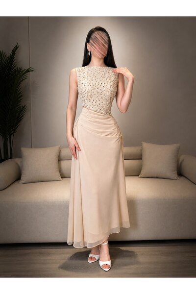 Jood Shiny Embroidered Midi Dress
